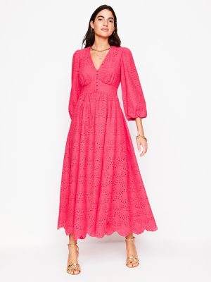 Lola Broderie Maxi Dress-Camelia Pink