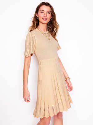 Cotton Stitch Crew Dress-Ivory