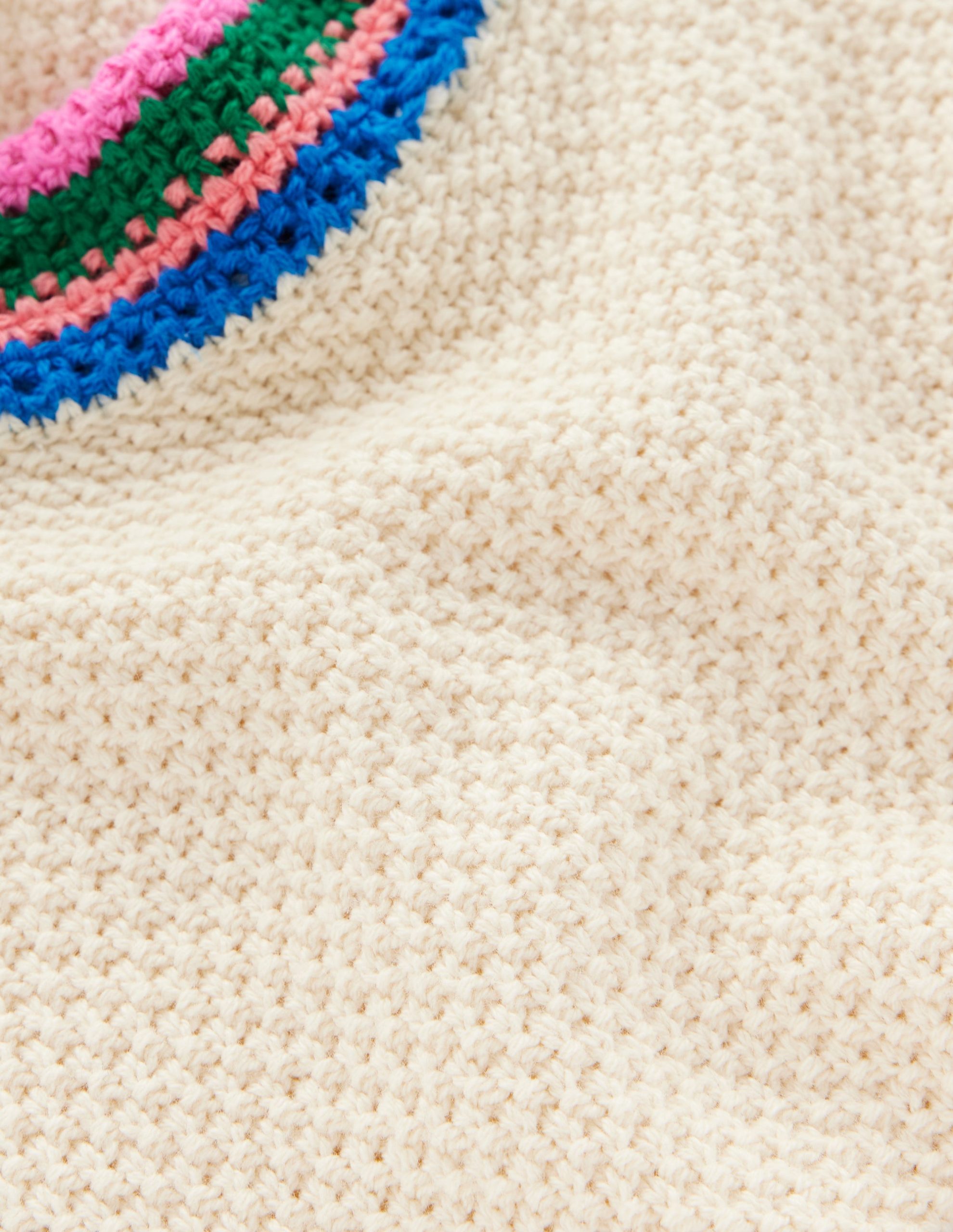 Callie Crochet Trim Tank-Warm Ivory. Rainbow Trim - Image 7