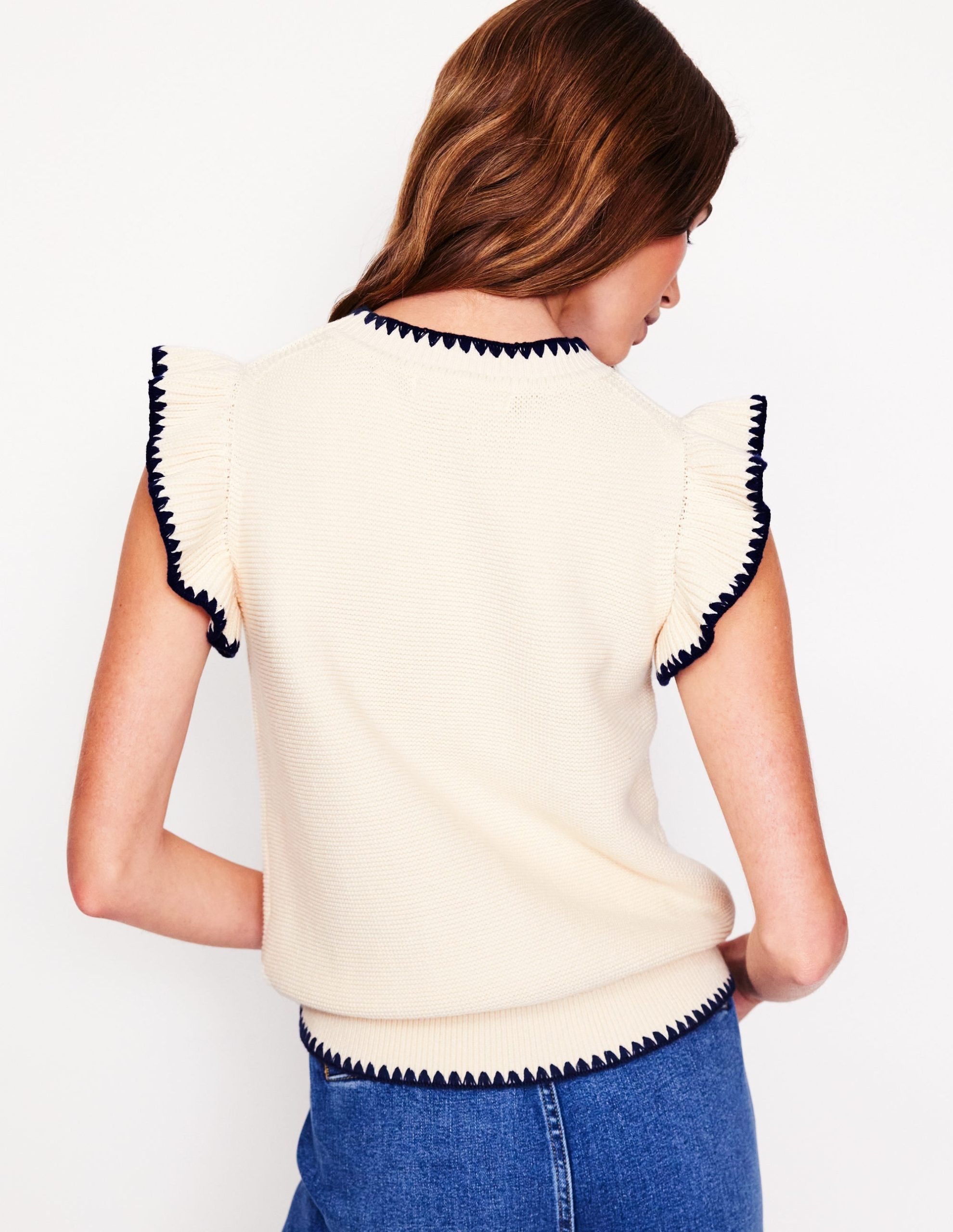 Lena Stitch Detail Vest-Warm Ivory - Image 4