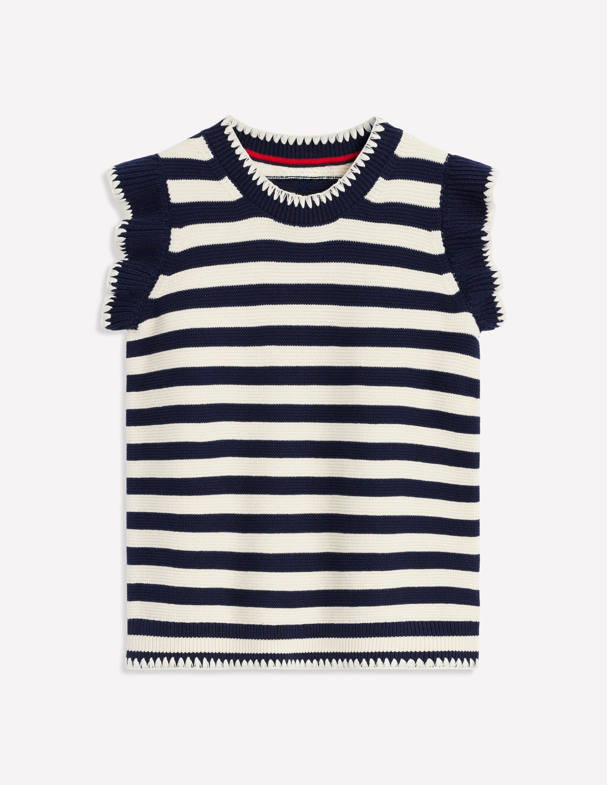 Lena Stitch Detail Vest-Navy and Ivory Stripe - Image 7