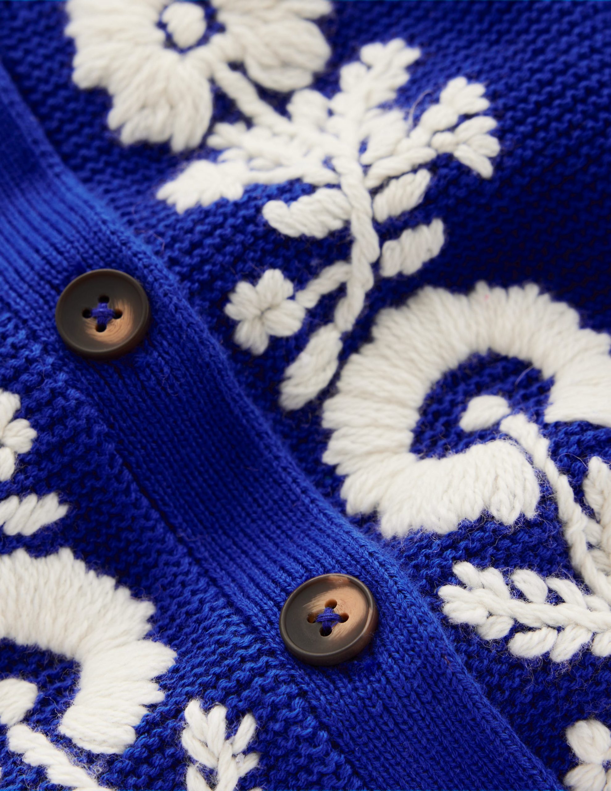 Embroidered T-Shirt Cardigan-Bright Blue. Flowers - Image 7