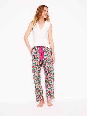 Cotton Sateen Pyjama Trousers-MeadowsweetPink Fruit Paradise