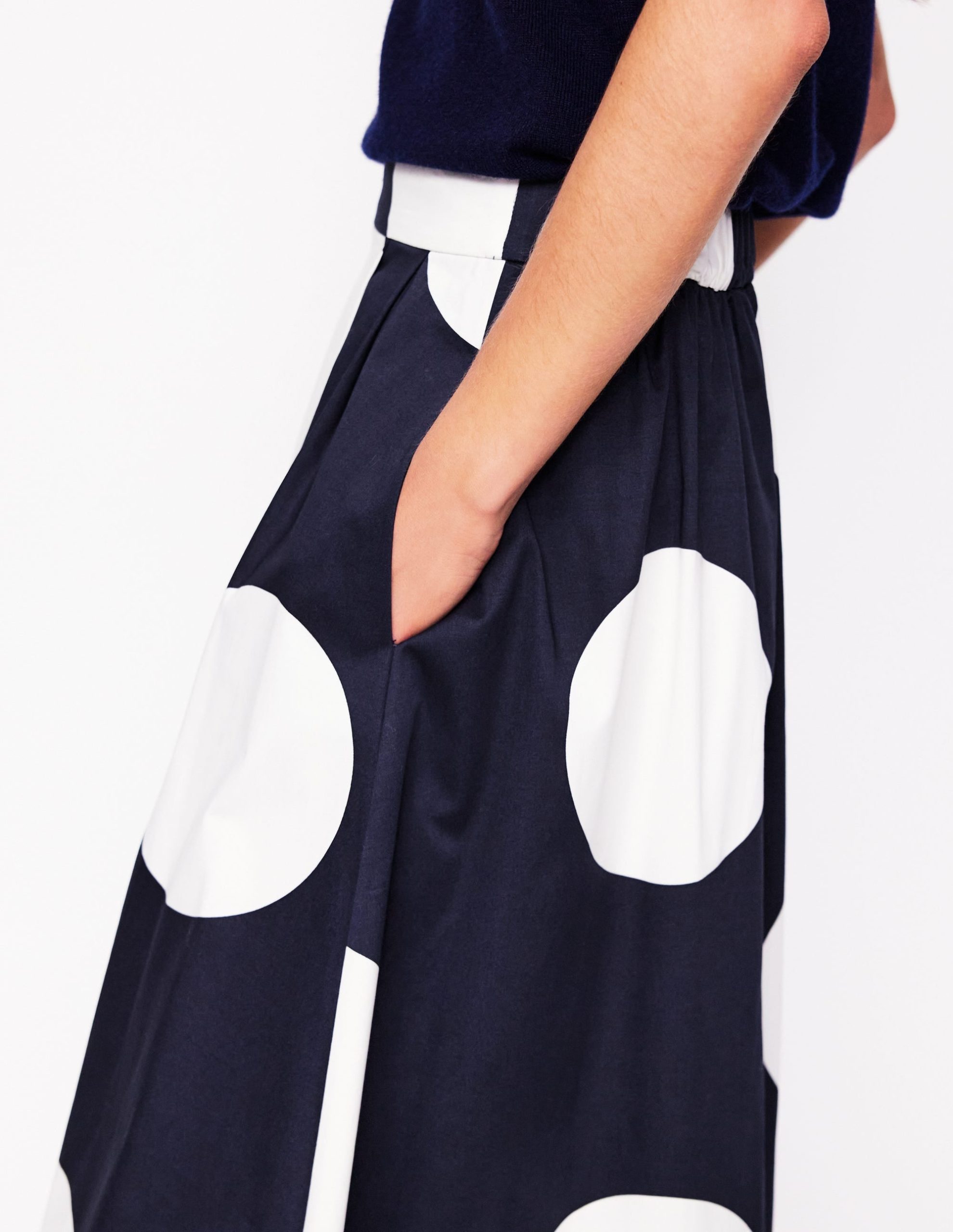 Isabella Cotton Sateen Skirt-Navy Spots - Image 3