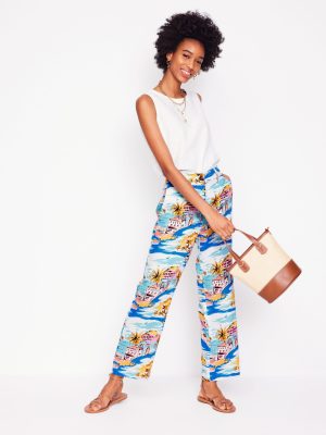 Westbourne Crop Linen Trousers-Multi. Paradise Bay