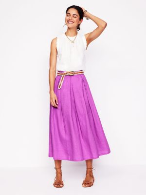 Verity Linen Midi Skirt-Foxglove Purple