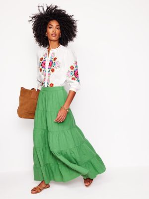 Nadia Double Cloth Maxi Skirt-Paradise Green