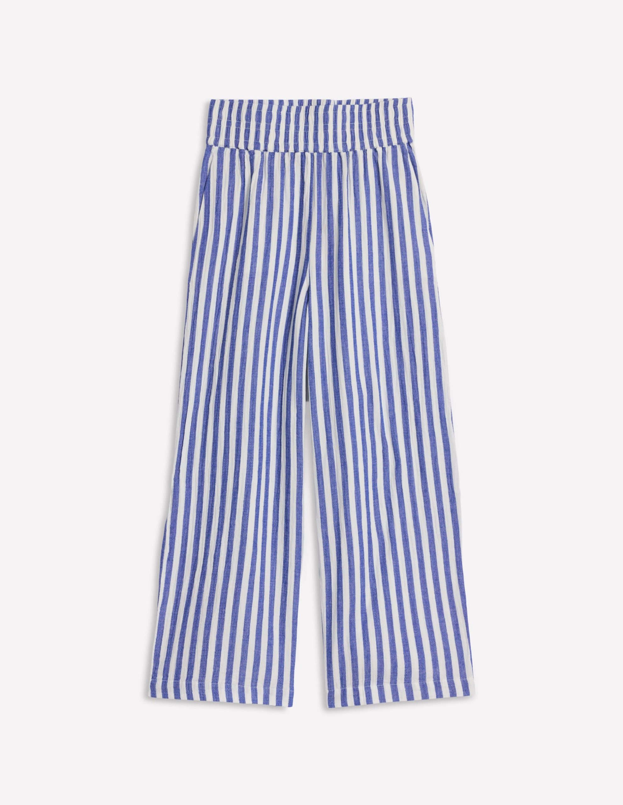 Cropped Double Cloth Pants-Bright Blue Stripe - Image 7