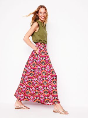 Rosaline Jersey Skirt-Pink Peony. Ornamental Floral