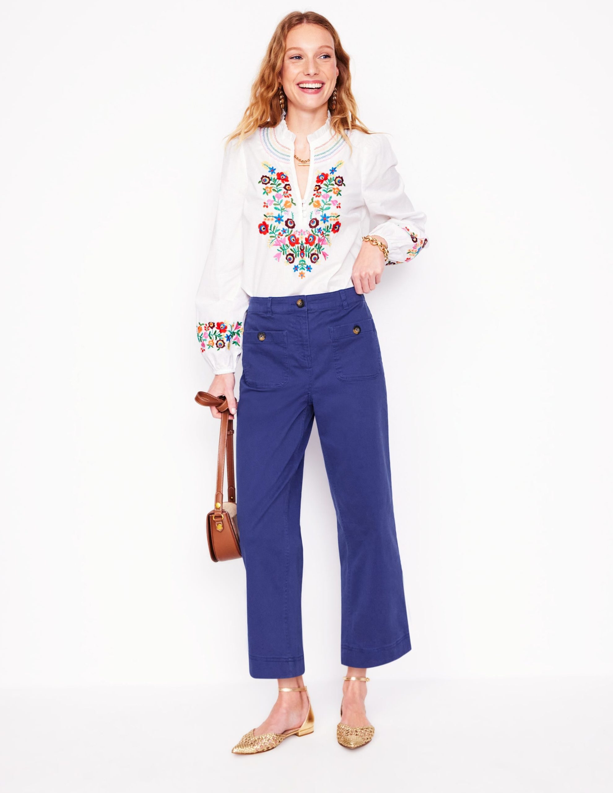 Patch Pocket Crop Chino-Starboard Blue