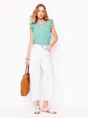 Barrel Leg Jeans-White