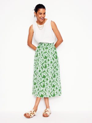 Double Cloth Smocked Skirt-Paradise Green.Vine Silhouette