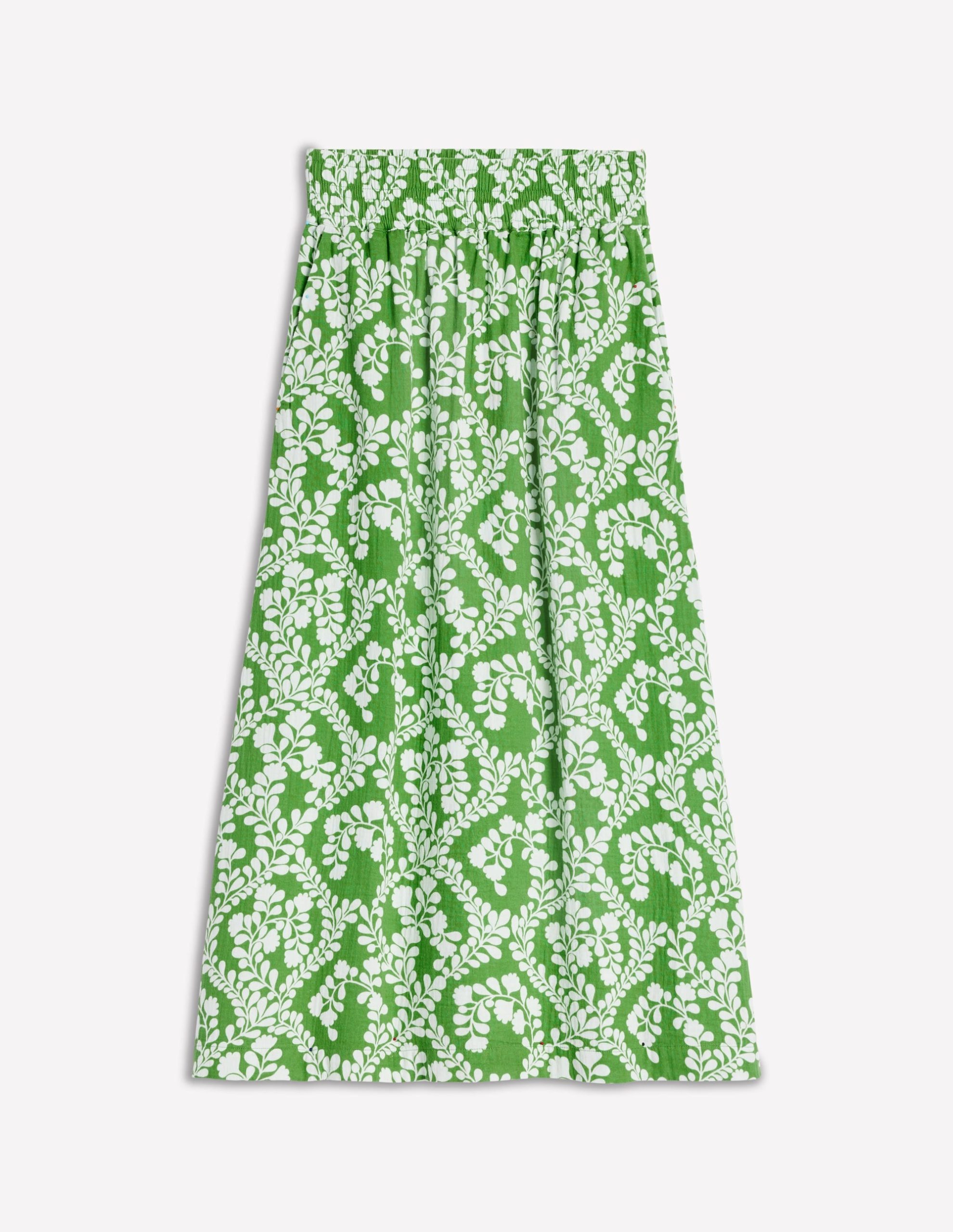 Double Cloth Smocked Skirt-Paradise Green.Vine Silhouette - Image 5