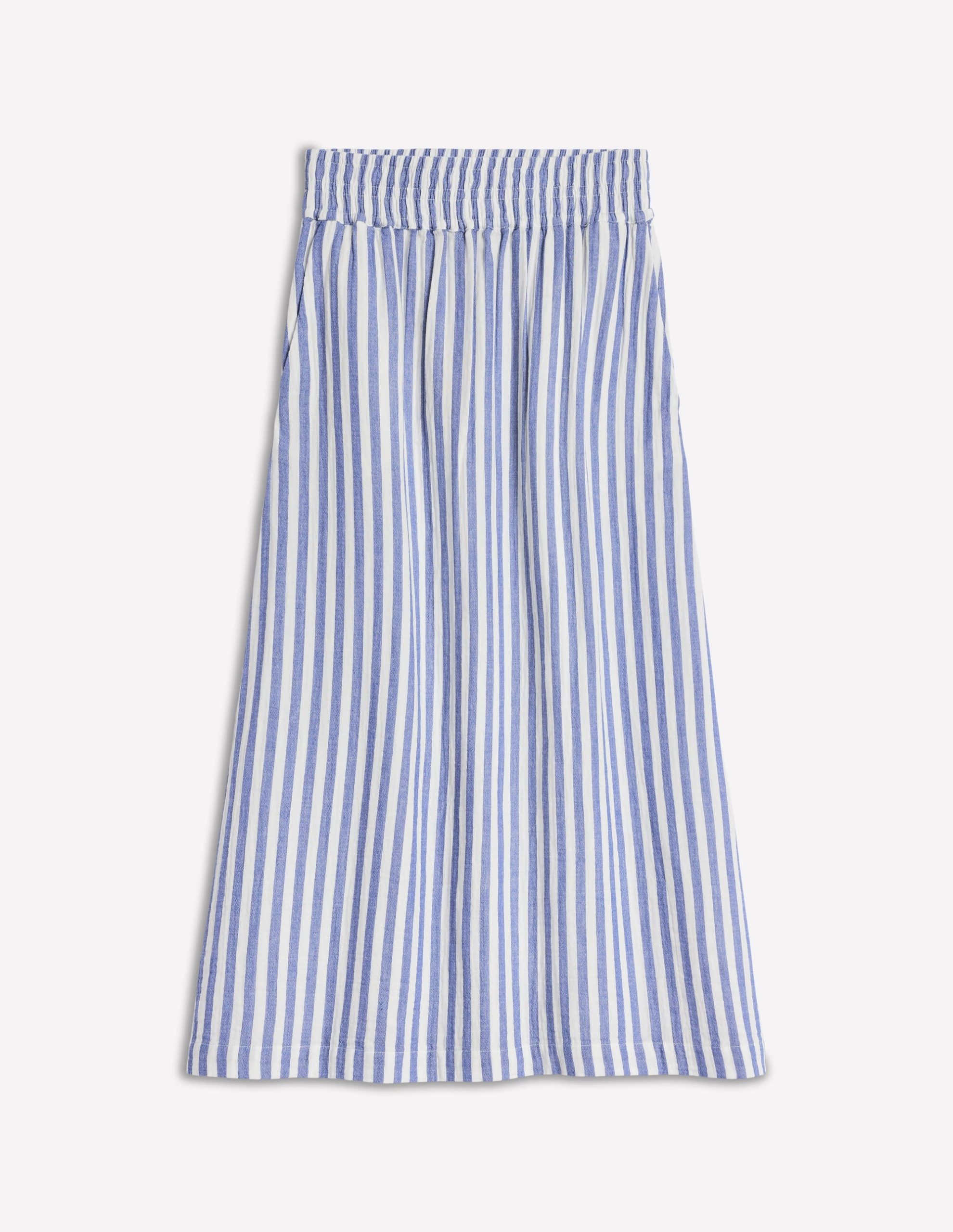 Double Cloth Smocked Skirt-Bright Blue Stripe - Image 5