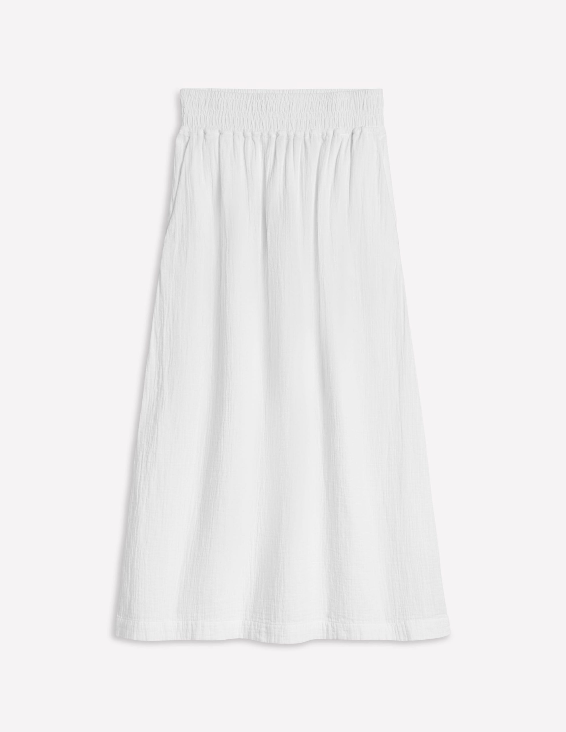 Double Cloth Smocked Skirt-White - Image 5
