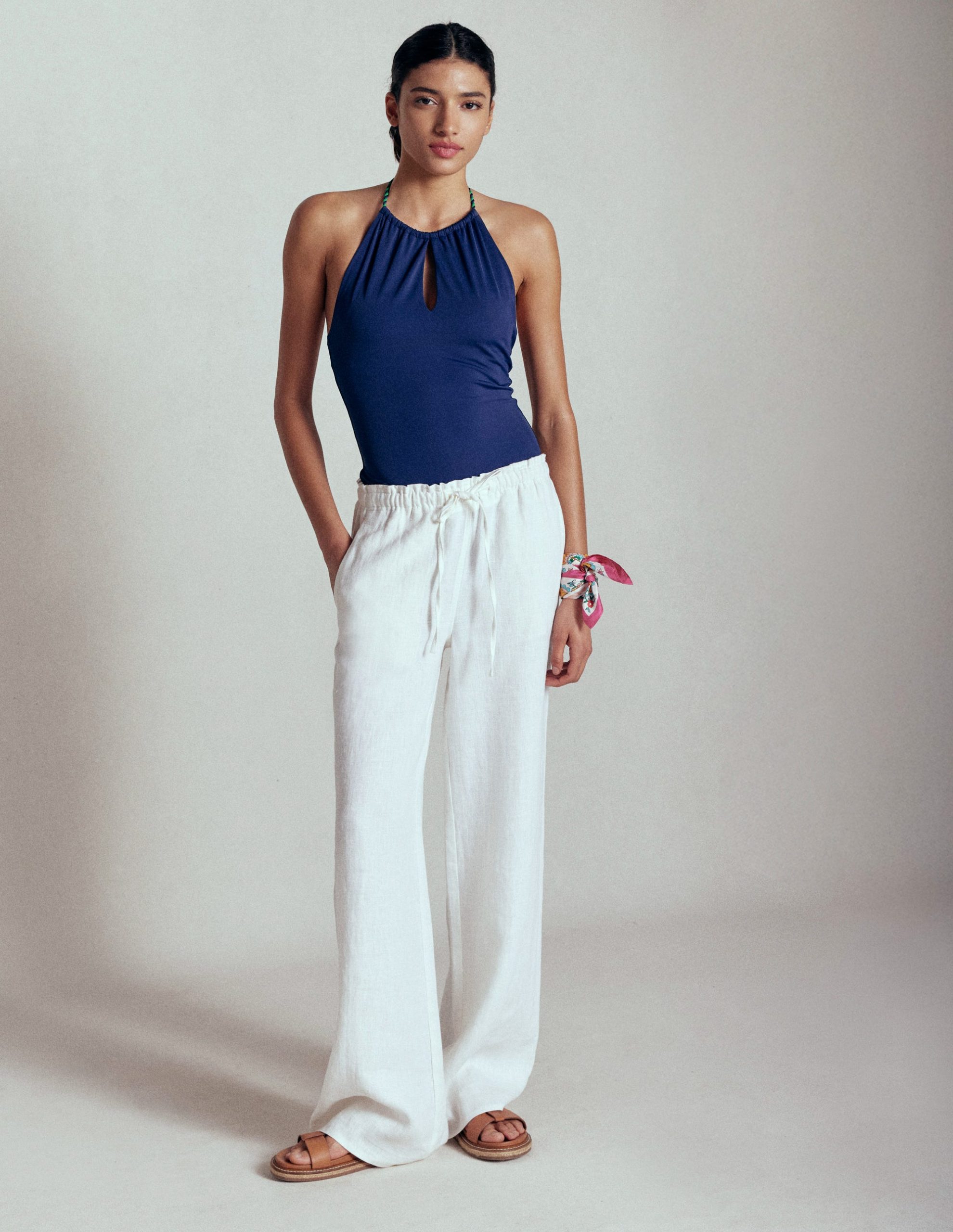 Islington Linen Trousers-White - Image 3