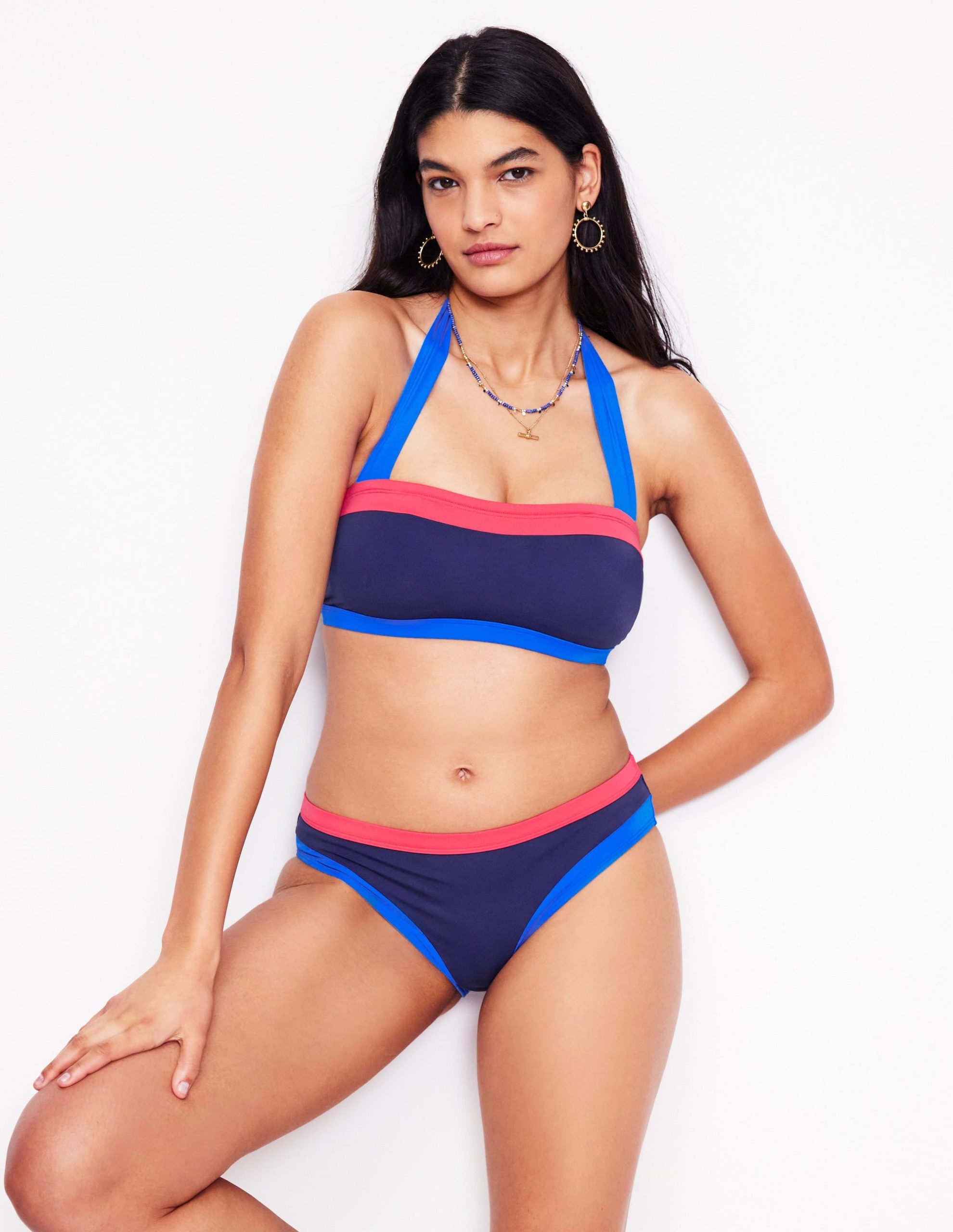 Santorini Bikini Bottoms-Navy/ Coral Punch Pink/ Blue - Image 2