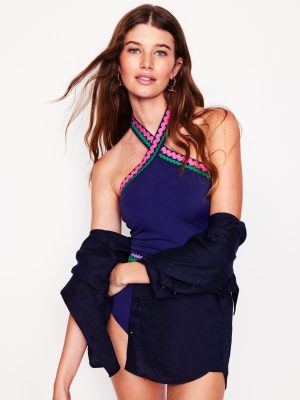 Cross Front Swimsuit-Navy Rik Rak