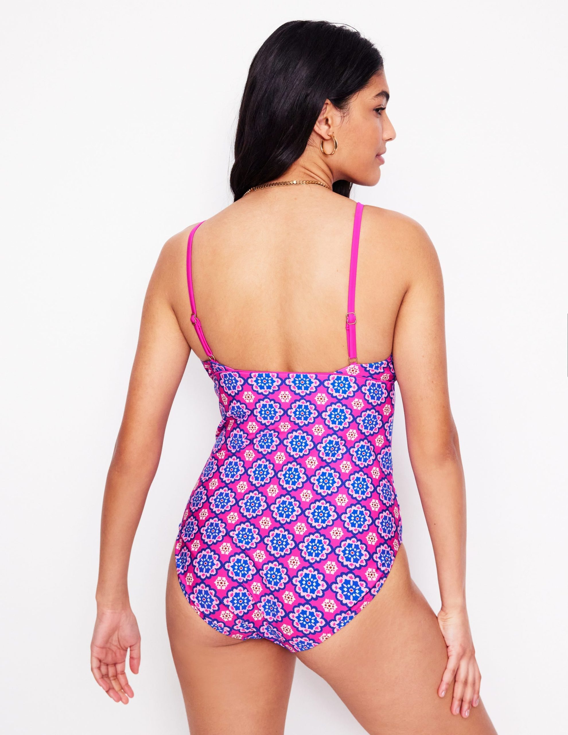 Kasos String V Neck Swimsuit-Cosmos Pink. Geo - Image 6