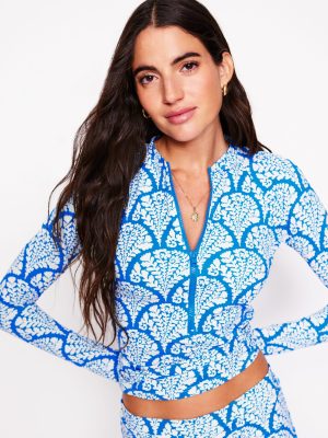 Sun Safe Raglan Rash Vest-Bright Blue. Blossomy