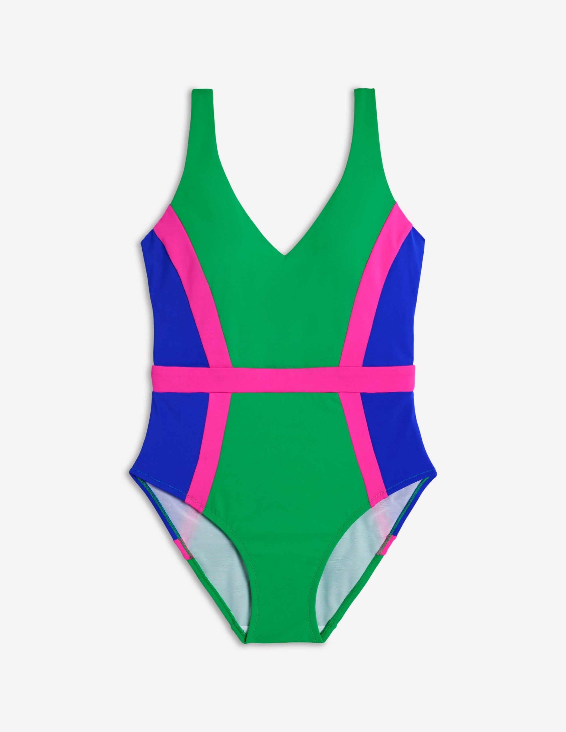 Syros V Neck Swimsuit-Green Colourblock - Image 5