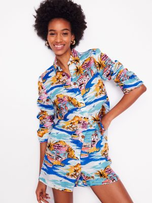 Sienna Linen Shirt-Multi. Paradise Bay