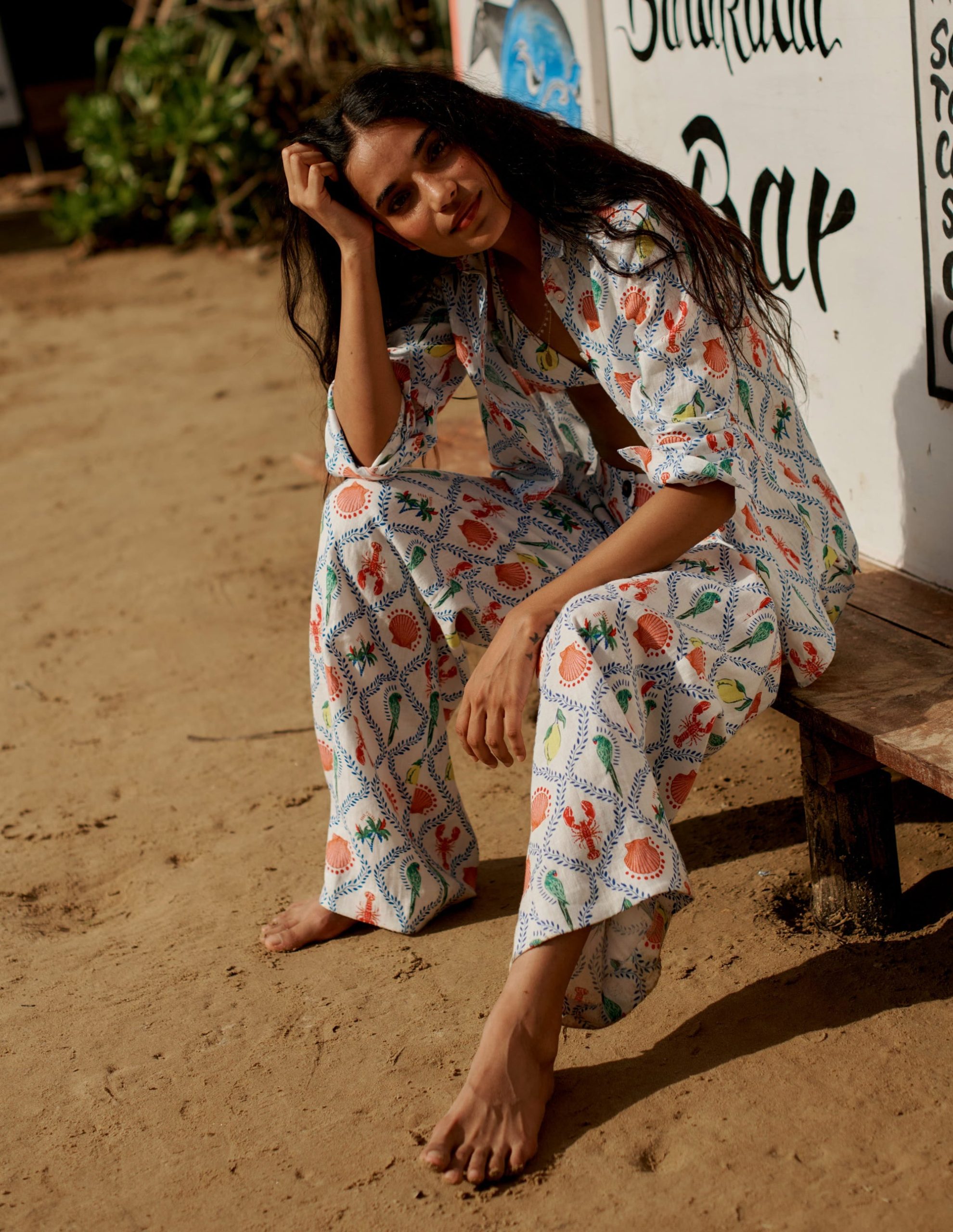 Sienna Linen Shirt-Ivory Tropical Bonanza - Image 5