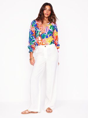 Evie Double Cloth Top-Multi. Foliage Twirl