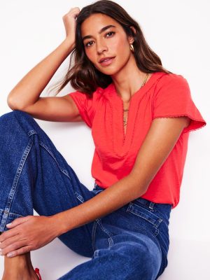 Ava Short Sleeve Top-Jam Red