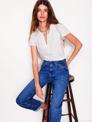 Ava Short Sleeve Top-White