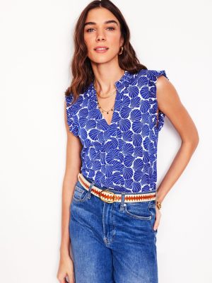 Lola Sleeveless Top-Bright Blue. Seashell