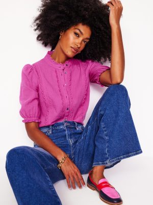 Scallop Double Cloth Top-Cosmos Pink