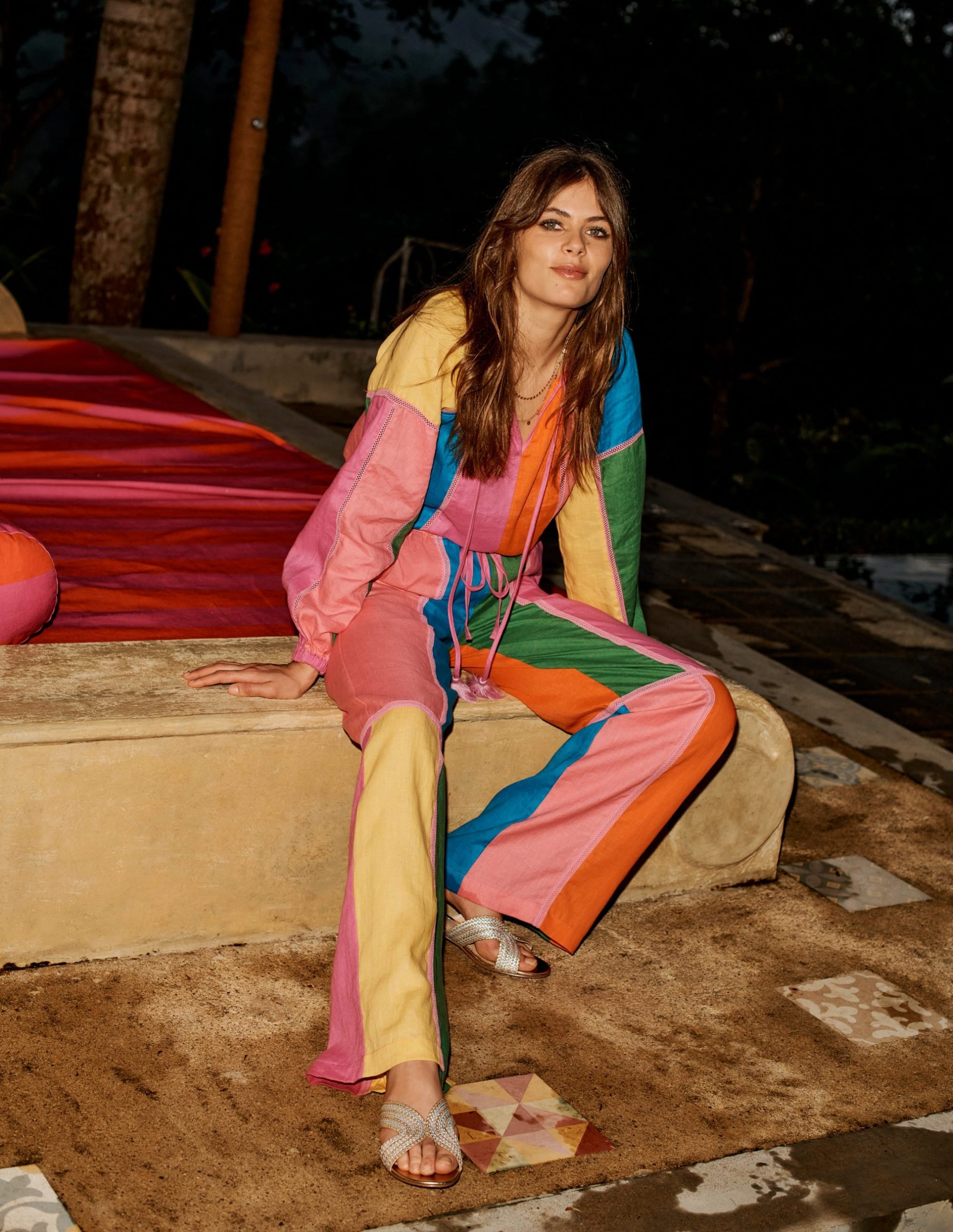 Linen Colour Block Top-Multi - Image 5