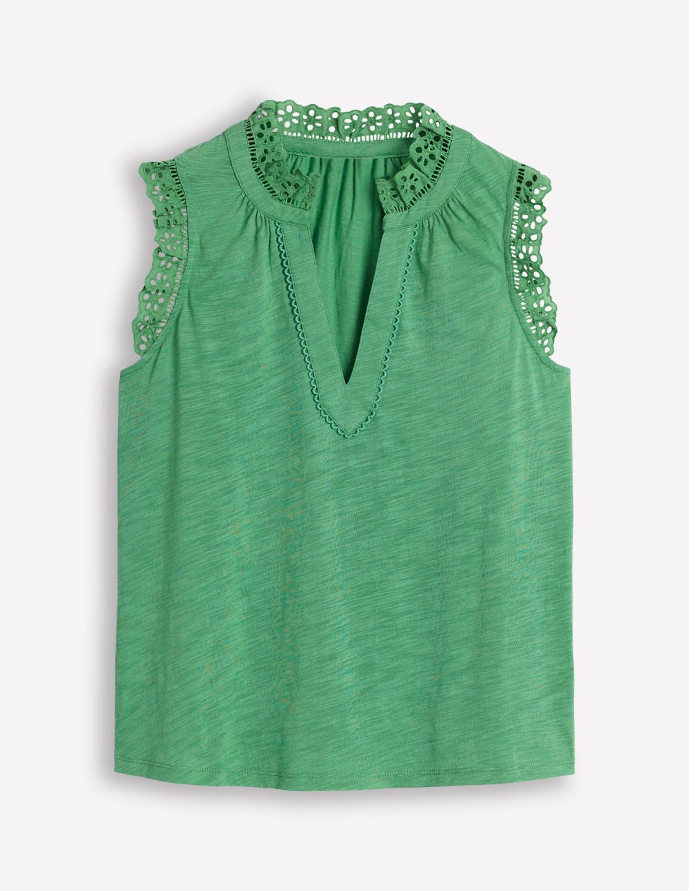 Aria Broderie Trim Vest-Aloe Green - Image 7
