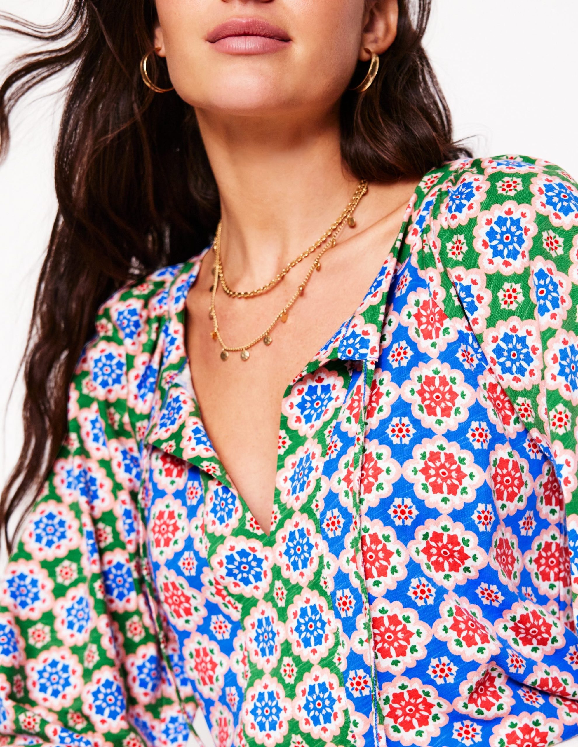 Blouson Sleeve Raglan Top-Bloom Geo - Image 6