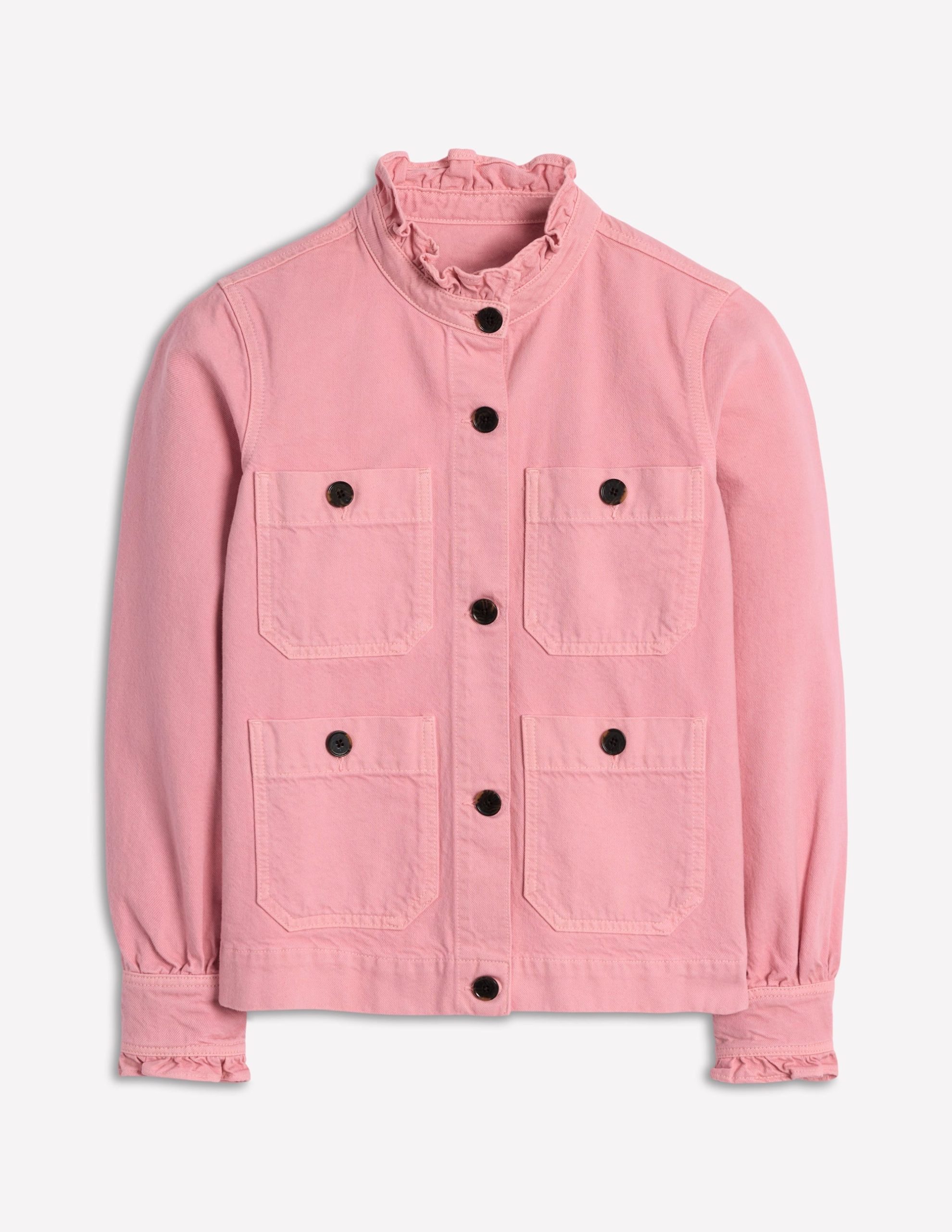 Denim Frill Collar Jacket-Almond Pink - Image 5