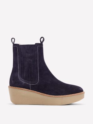 Wedge Ankle Boots-Navy
