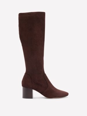 Stretch Knee Heel Boots-Chocolate
