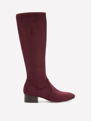 Flat Stretch Knee Boots-Chestnut