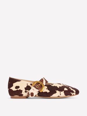 Kylie Flat Buckle Mary Janes-Brown/Ivory