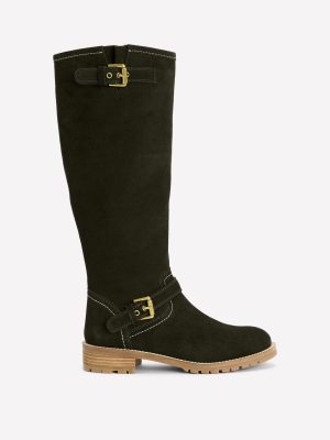 Buckle Knee High Boots-Woodland Green