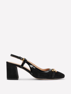 Iris Snaffle Slingback Heels-Black