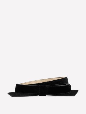 Skinny Bow Belt-Black Velvet