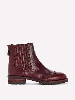 Brogue Detail Chelsea Boots-Oxblood