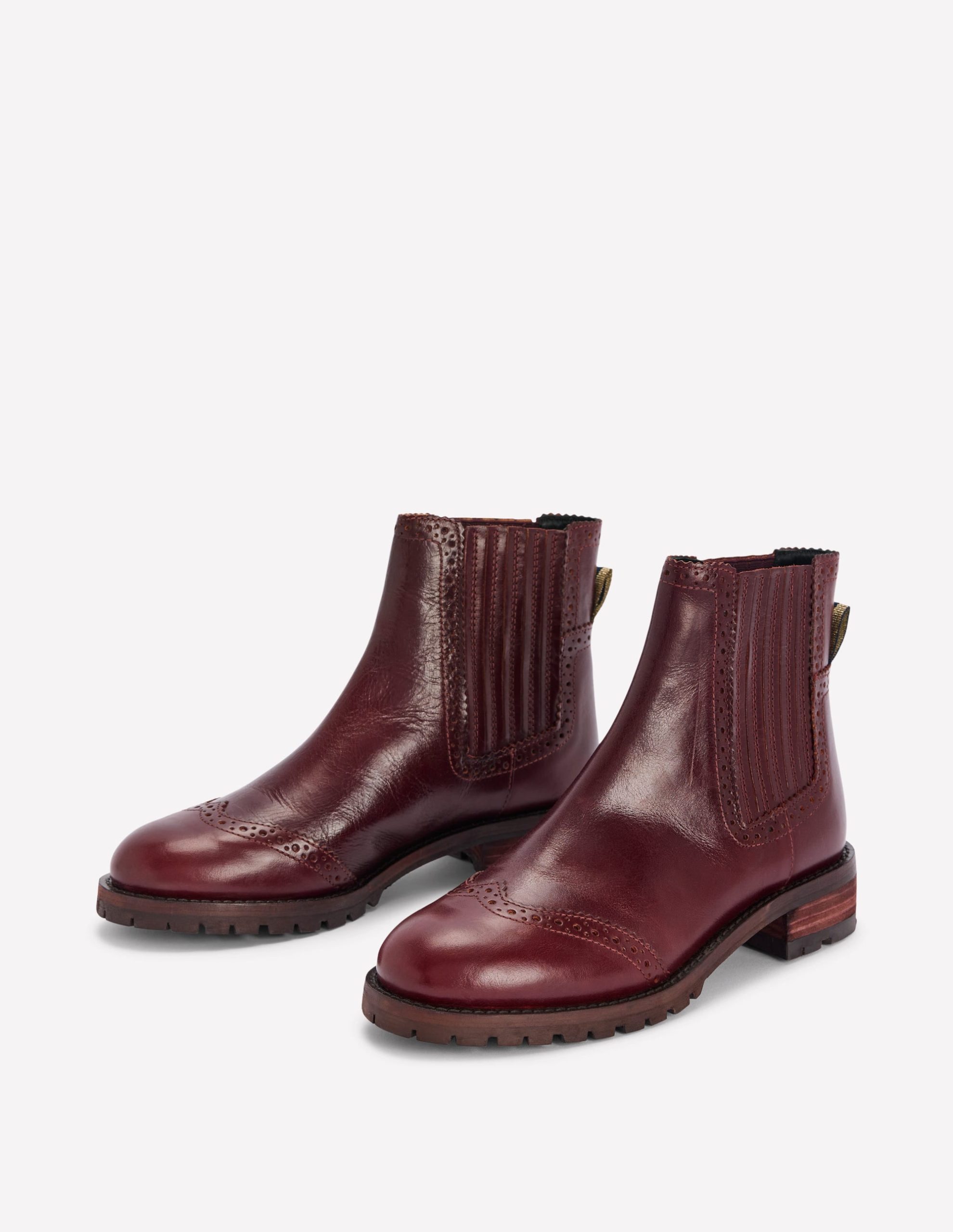 Brogue Detail Chelsea Boots-Oxblood - Image 4