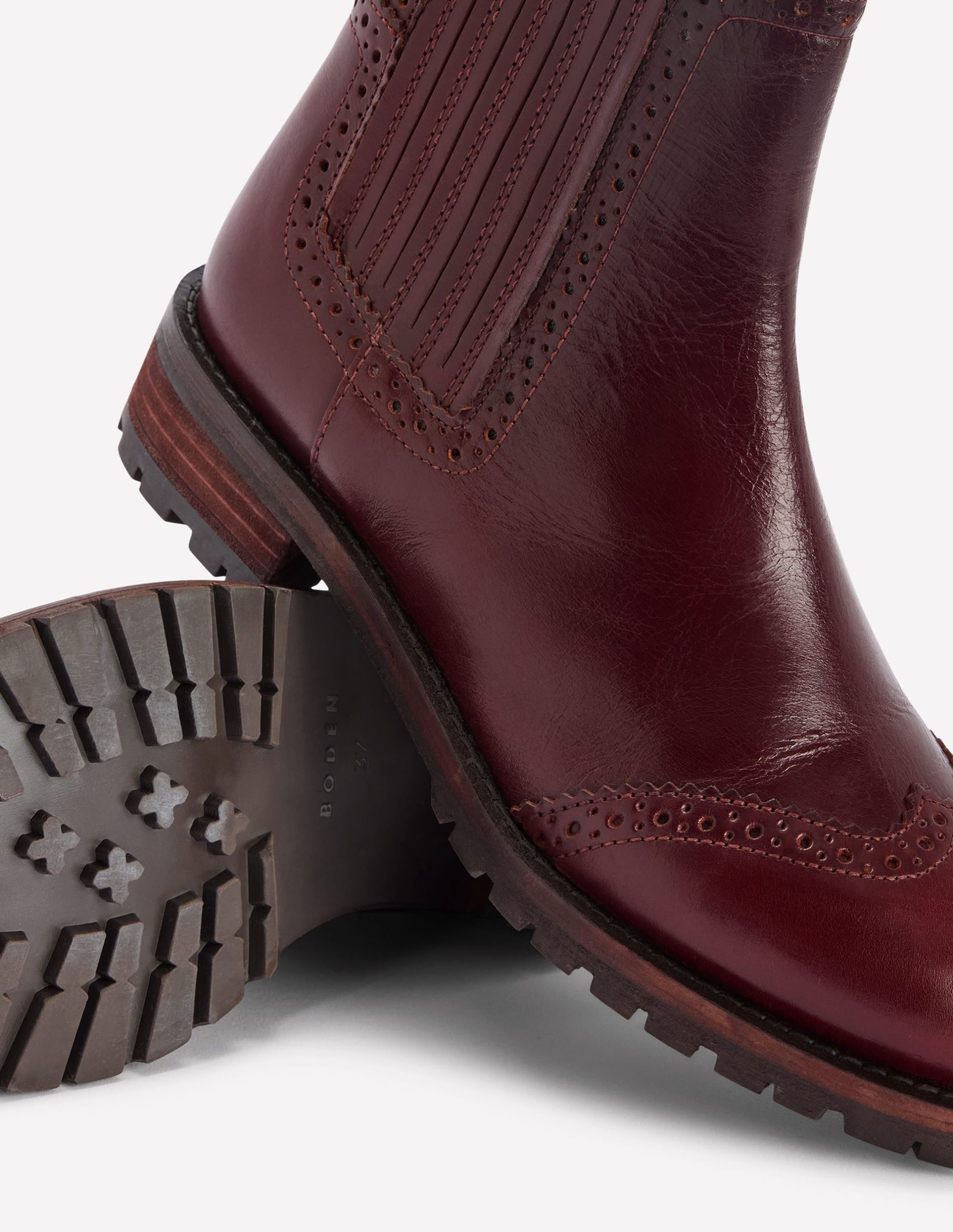 Brogue Detail Chelsea Boots-Oxblood - Image 5