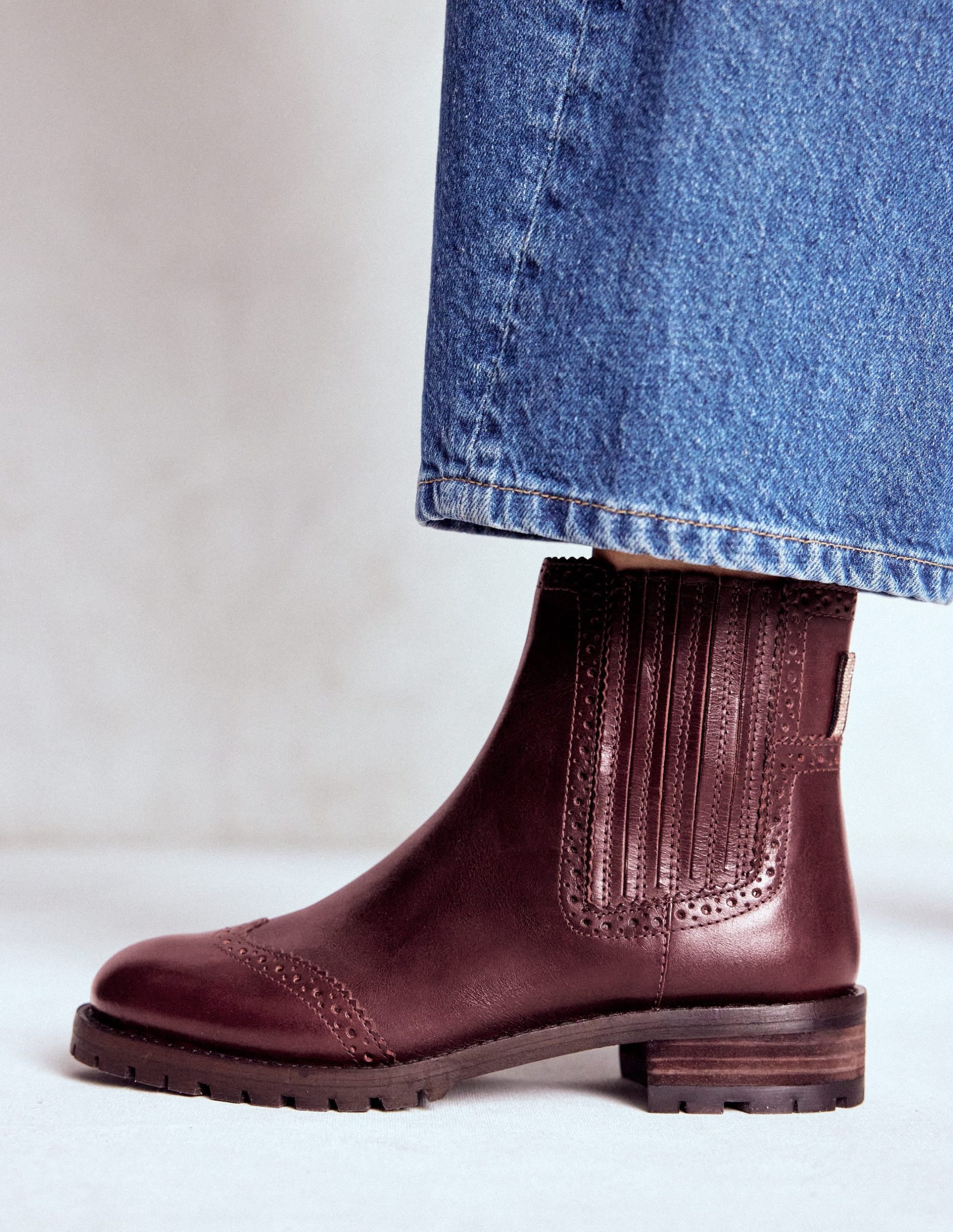 Brogue Detail Chelsea Boots-Oxblood - Image 2