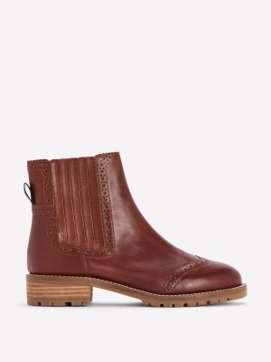 Brogue Detail Chelsea Boots-Tan