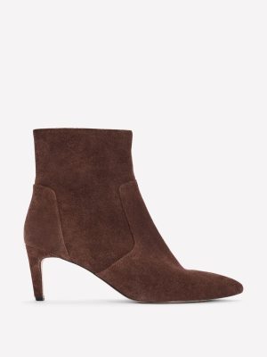 Mid Heel Ankle Boots-Bitter Chocolate