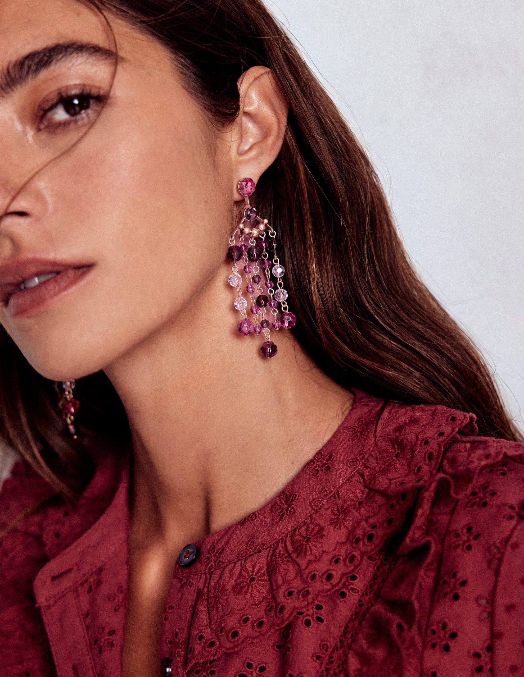 Waterfall Drop Earrings-Purple - Image 2